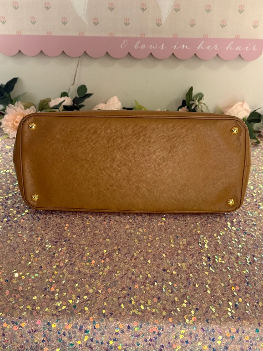 Authentic Prada Saffiano Lux XL Double Zip Executive Tote in Caramel - EUC